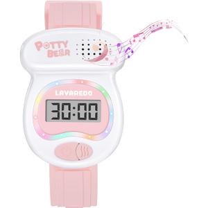 Kids Watch Potty Training Watches for Boys and Girls, Potty Timer Toilet Shape and LED Colorful Lights, Music Reminds Kids It's Time to Go to The Bathroom, Fun Gift for Moms and Toddlers (02-pink)