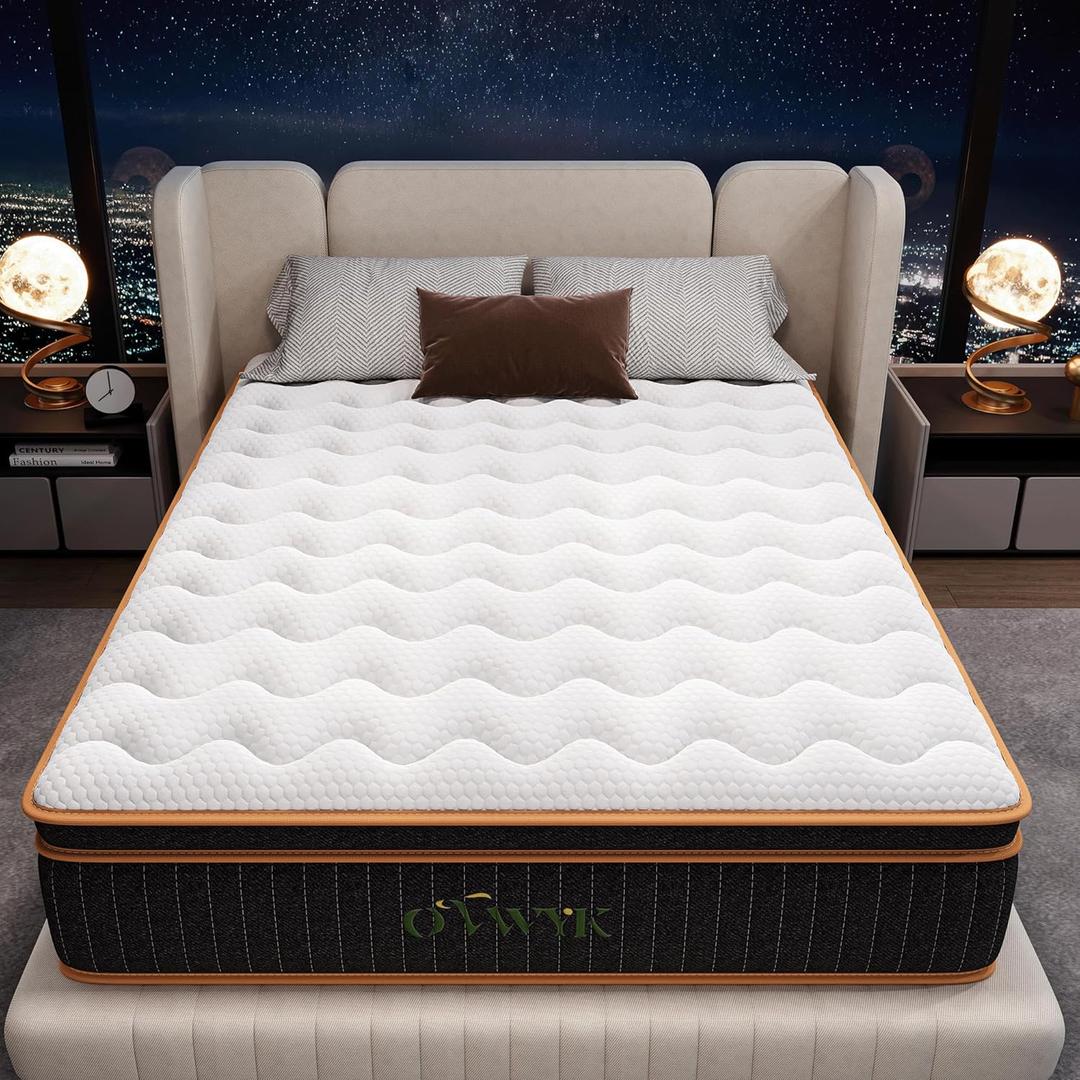 King Mattress 12 Inch, Hybrid Mattress King Size Bed in a Box, Memory Foam and Individual Pocket Springs, Edge Support, Motion Isolation & Pressure Relief, Medium Firm, 365-Night Trial