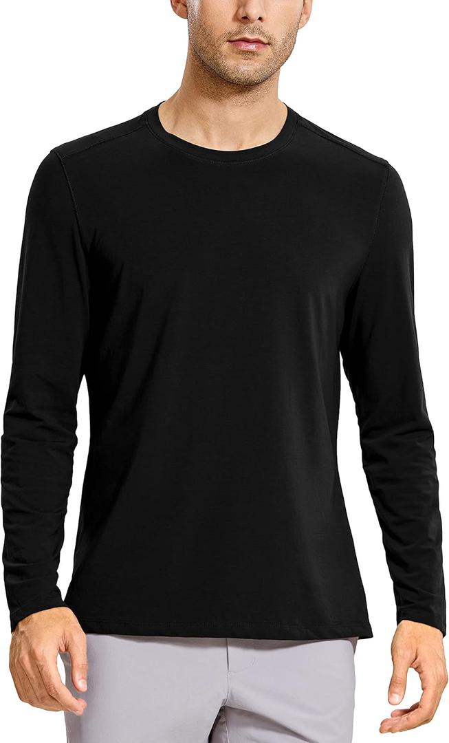 CRZ YOGA Men's Lightweight Pima Cotton Long Sleeve T-Shirts Loose Fit Fashion Casual Workout Tees (Medium, Black) CRZ YOGA Men's Lightweight Pima Cotton Long Sleeve T-Shirts Loose Fit Fashion Casual Workout Tees (Medium, Black)