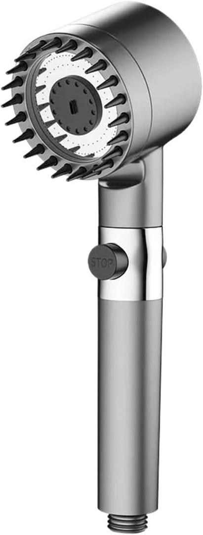 Bathroom High Pressure Handheld Shower Head with Filters 3 Spray Mode & Detachable Spray Mode with Head Body Massager Shampoo Brush Shower Head (Color : Shower Head, Size : 1)