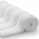 TENGTENGLINK Bath Mats for Bathroom,Thick Soft Chenille Floor Mats,Non Slip Shower Mats Ultra Water Absorbent Doormat (Pure White, 16" x 24")