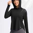 G Gradual Women's UPF 50+ Sun Shirt with Hoodie Long Sleeve UV Protection Shirts Lightweight Hiking Fishing Shirts for Women (Black, XXL)