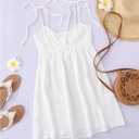 SOLY HUX Women's Tie Shoulder Y2k Cami Sun Dress Cute Spaghetti Strap Casual Summer A Line Short Mini Dresses Plain White Small (White, S)
