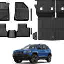 Floor Mats for Jeep Cherokee 2019-2023, All Weather Floor Mats Trunk Cargo Liner with Backrest Protectors and Door Sill Guards Accessories, Full Coverage Set