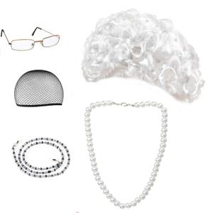 Beelittle Old Lady Costume Cosplay Grandma Granny Wig Great for Halloween Christmas Mrs. Claus