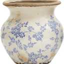 7in. Tuscan Ceramic Blue Scroll Urn Vase