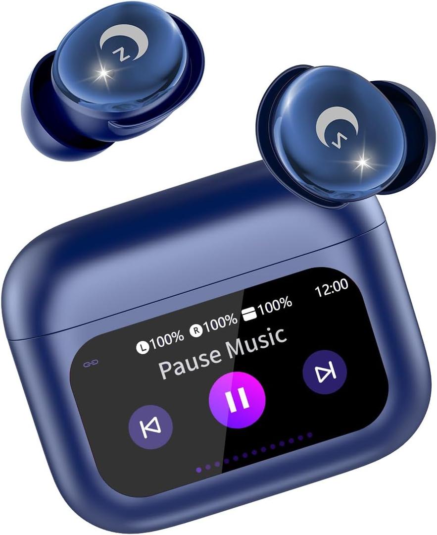 Deep Blue Sleep Earbuds Bluetooth 5.4, 48H Smart Touch Screen in Ear Ear Buds, 2025 Mini Sleep Headphones Small Design for Side Sleepers, 5 EQ Modes, Clear Calls, IPX7 Waterproof in Ear Earphones