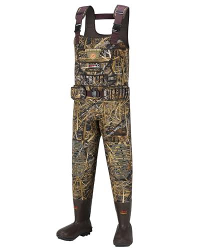 HISEA Hunting Waders with 1400G Insulated Boots Size 10, 5.5mm Neoprene Chest Wader for Men, Waterproof Camo Bootfoot Fishing Waders