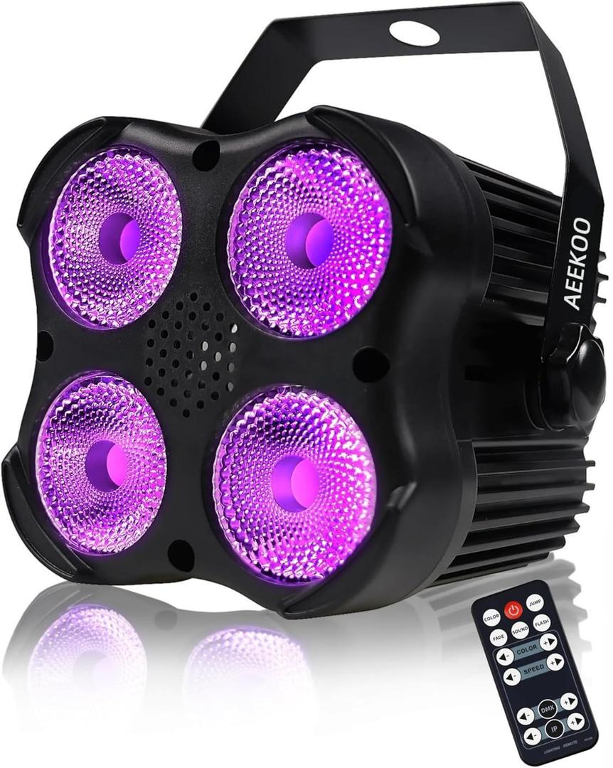 DJ Par Lights, RGBW LED Par Light with Sound Activated and Remote, DMX Stage Uplighting for Event Wedding Church Festival Stage Lighting