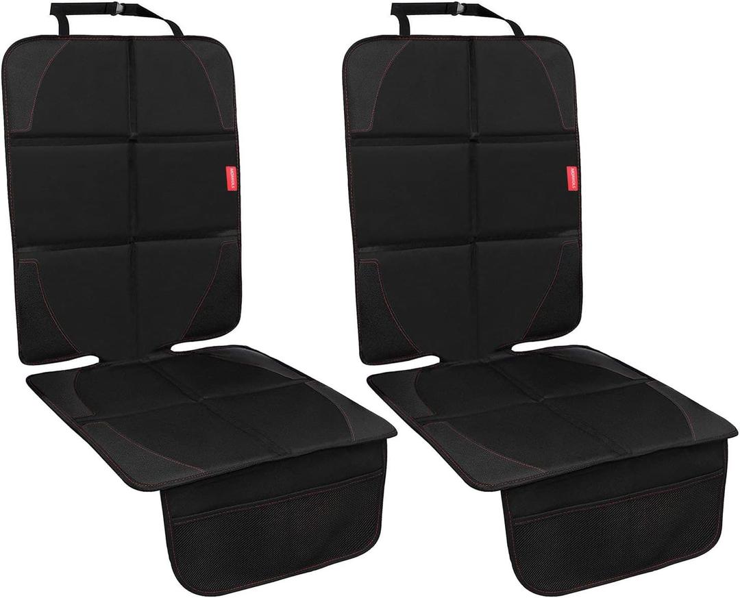 MORROLS Car Seat Protector, 2 Pack Carseat Protector with Thick Padding, Baby/Pets for Child Car Seat-Mesh Pockets-Waterproof-Universal Size (Black)
