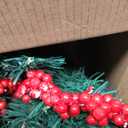 MorTime 9 FT LED Christmas Garland with Pinecones Red Berries Bows Christmas Balls Candies, Multi-Function Christmas Garland with 50 Warm White LED Lights, 180 Branch Tips