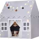 Kids Play Tent Indoor: Mat, Tassel Garland, Star Lights - Gray Girl Tent Playhouse for Boys Kids Toys for Boy Girl Birthday Gift, Small