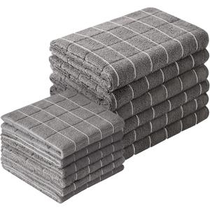 Microfiber Kitchen Towels and Dishcloths Set, 17x24Inch, Set of 3 Bulk Lint Free Dish Towels for Drying Dishes, Grey