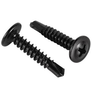 2 x Mellewell #8 x 1 Wafer Head Self Drilling Screws, Self Tapping Screws Sheet Metal Screws, Black Finish Stainless Steel, Pack of 100