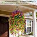 Artificial Hanging Flowers for Outdoors Faux Plants, 2PCS Artificial Outdoor Flowers for Spring Decor, UV Resistan Realistic Daisy Fake Hanging Plants for Indoor Planter Garden Porch(Vibrant Trio)