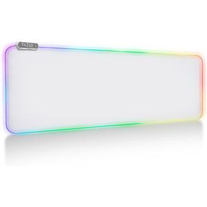 Tilted Nation Bone White Gaming Mouse Pad RGB - Large LED Mousepad - LED Desk mat with 8 Adjustable Light Modes - Non Slip Rubber Base, Easy to Clean Water Proof Surface Mat for Keyboard and Mouse