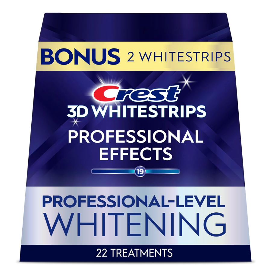 Crest 3D Whitestrips Professional Effects – Teeth Whitening Kit, 22 Treatments (20 + 2 Bonus), Each with 1 Upper/1Lower, 44 Strips – Crest 3DWhite Teeth Whitening Strips