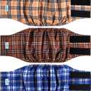 Leekalos Male Dog Diapers (3 Pack), High Absorbing Dog Belly Bands for Male Dogs, Washable Reusable Dog Male Wraps (Plaid, Small)