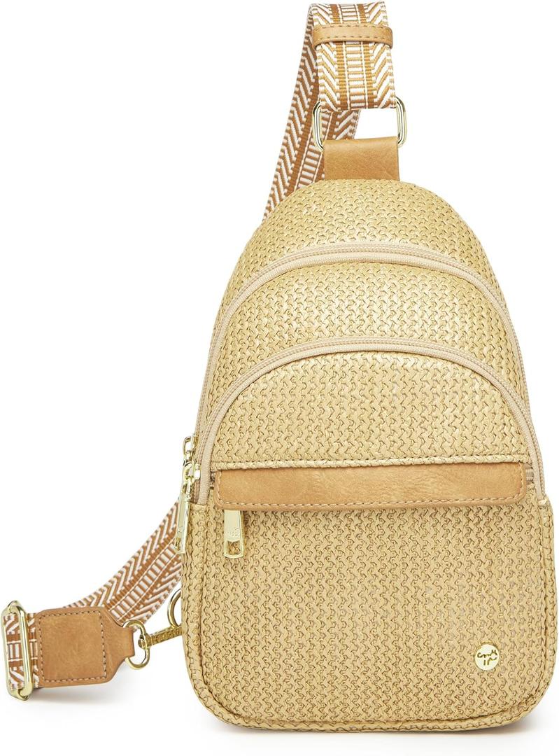 AOCINA Faux Straw Summer Purse 2026 Raffia Small Crossbody Bags for Women Travel RFID Woven Sling Bag Hawaiian Beach Vacation (Khaki Tan)