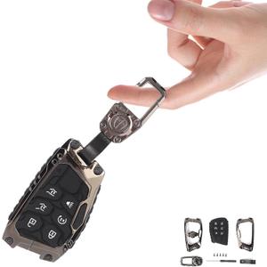 JeCar Key Fob Cover with Keychain for Chevy, Zinc Alloy Protection Key Case for 2020+ Chevy Silverado Suburban Tahoe GMC-Yukon GMC-Sierra 1500 & 2023+ Colorado Key Shell Accessories (for 6-Button)