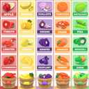 Cutting Play Food Toys for Kids, Pretend Play Kitchen Accessories, Cutting Food Sorting Toy, Fake Fruits/Vegetables Set with Shopping Storage Basket, Plastic Board and Knife, Birthday Gift