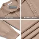 COOFANDY Mens Knit Polo Shirts Casual Long Sleeve Classic Polo Shirts Button Down Golf Shirts (Brown, L)