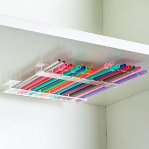 Baderke Straw Holder for Cabinet Reusable Straw Organizer with Double Sided Adhesive Tape Screws Storage Container for Kitchen Counter Cupboard (Clear,Novel)