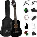 30" Black Beginner Acoustic Guitar Starter Package Student/Kids Guitar with Gig Bag,Strap,2 Picks,Extra Strings, Electronic Tuner.