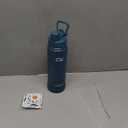 [2-IN-1 LID] Insulated Water Bottle with Silicone Boot (36hrs Cold/18hrs Hot) - DIY Stickers, Leakproof, BPA Free, 24 oz (Cyan)