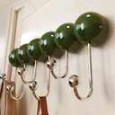 Coat Rack Wall Mount, Wall Hooks for Hanging, Suction Cups with no Trace Hooks, Hooks for Storage Behind The Door-6 Hooks (Green)