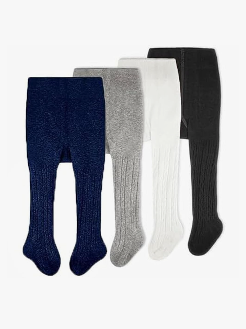 CozyWay Toddler Tights - Girls and Boys Leggins Cable Knit Comfy Cotton Toddlers 2T-4T Multicolor - 4 Pack