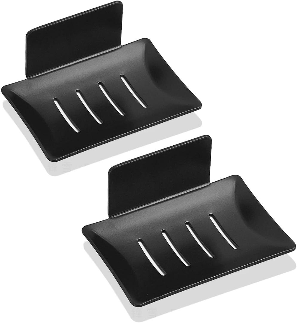 Aluminum Soap Tray Bath Rack - Black (2-Pack Soap Rack)