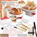 Sourdough Starter Kit, Sourdough Bread Baking Supplies, Cotton Rope Banneton Bread Proofing Basket Set with Sourdough Starter Jar for Bread Making Baking, Sour Dough Kit Tools Gifts for Bakers Women