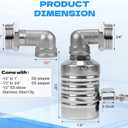 304 Stainless Steel Float Valve with 1/2", 3/4" & 1" Adapters Fully Automatic Water Level Controller for Water Tanks, Aquariums, Livestock Troughs, Pools, Distillers and Ponds