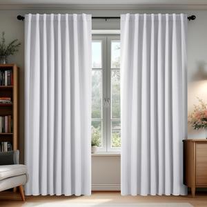Deconovo Blackout Curtains, Thermal Insulated, W70 x L108 2 Panels, Back Tab, Machine Washable, Room-Darkening Drapes for Bedroom/Living Room Star White