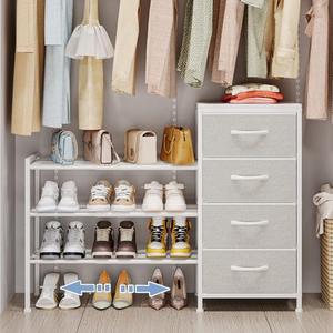Cidaziya Expandable Closet Organizers and Storage, 4 Drawer Dresser, White Fabric Storage Dresser, Clothes Shelves for Kids, Purse Organizer Small Shoe Rack for Closet Bedroom