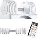 BYZOOM FITNESS Adjustable Dumbbell Set 25lb Single Unit(Buy 2 for a Pair) – 5-in-1 Compact Free Weights for Home Gym, Patented Easy-Adjust Design, Sleek Aesthetic for Strength Training & Workouts, White