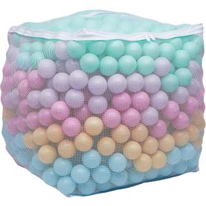 Amazon Basics BPA-Free Ball Pit Balls with Storage Bag, Crush-Proof Plastic for Toddlers Kids 12+ Months Play, 6 Pastel Colors, 1000 Count