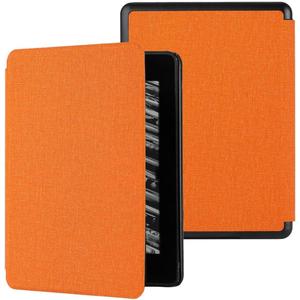 MonsDirect Case for 7" Kindle Paperwhite (12th Generation, 2024 Release) & Kindle Colorsoft Signature Edition, Slim Lightweight PU Leather Protective Cover with Auto Wake/Sleep, Cloth Orange