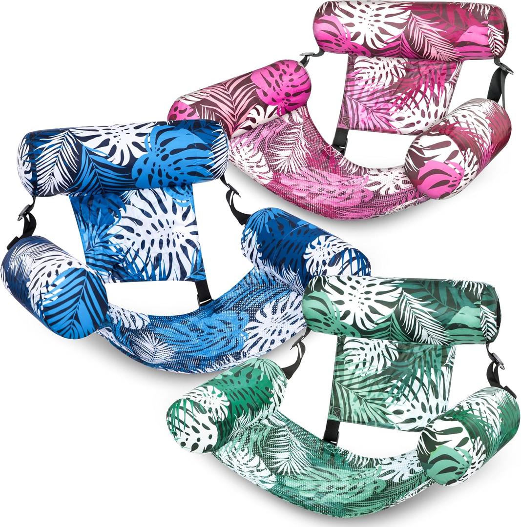 SLOOSH Pool Floats Chairs Adult, 3 Packs Inflatable Lounge Chairs,Blow up Pool Noodles Floats for Adults,Water Floating for Beach Party Summer Water Fun