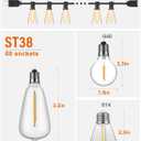 GPATIO 120FT Outdoor String Lights, Waterproof Patio Lights with 64 Hanging Lights ST38 Bulbs, 2700k Shatterproof for Backyard Gazebo Porch Garden Outside Decor