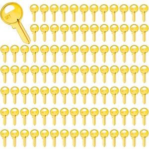 100PCS Brass Finish Key Blanks, M1 (MA1) Uncut Blank Keys