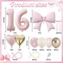 Pink Sweet 16 Number Balloon, 16th Birthday Decorations for Girls Dusty Blush Pink Gold White Sand Latex Balloons Bow Heart Foil Balloon for Boho Sixteen 16 Year Old Birthday Anniversary Party Decor