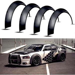 JMTBNO 4pcs 80mm Universal Fender Flares, Widebody Kit Flexible Fender Flare Wheel Flares Compatible with Dodge Charger Challenger Honda Civic Ford Escape JDM Mazda MX5 Miata