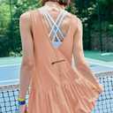 Nirovien Womens Tennis Dress Workout Athletic Dresses with Shorts Bubble Golf Outfits with Pockets Activewear (XS)