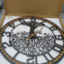 Tree of Life Wall Clock, 24Inch Metal Black Family Tree Oversized Wood Wall Clocks for Living Room Bedroom Home Decor, Modern Silent Mid-Century Battery Operated