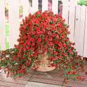 Yastouay 2 Pcs Artificial Flowers for Outdoors, UV Resistant Fake Outdoor Flowers, Realistic Artificial Plants & Flowers for Outdoor Porch Patio Window Garden Decor(Red)
