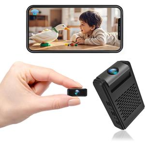 Mini Security Camera, Nanny Cam with 180Rotating Lens, Free Cloud & SD Storage, 4K WiFi Wireless Surveillance, No WiFi Recording, Motion Detection, Auto Night Vision