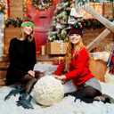 Blowata Christmas Hat Light Up Christmas Knitted Beanie Hat, Cute Cartoon Design Xmas Knit Cap with 6 Colorful LED Lights