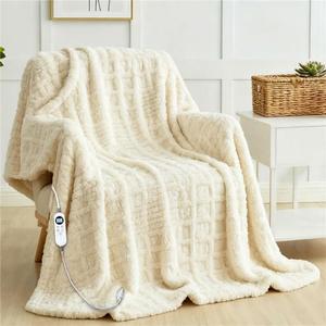 Heated Blanket Electric Throw, 50"X60" Waffle Heating Blanket with 12 Heat Levels, Fast Heating Blanket with 1-12 Timer Settings, Overheat Protection with ETL & FCC for Home Office Sofa (Milky White)